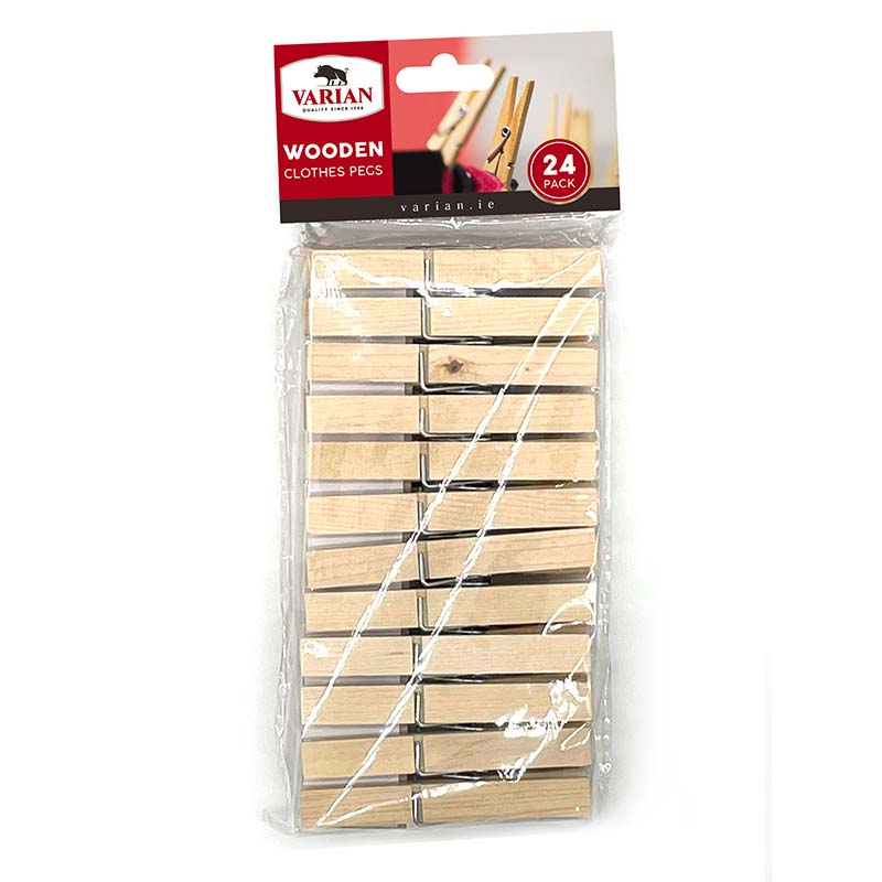 Pack (24) Clothes Pegs Wooden 4922