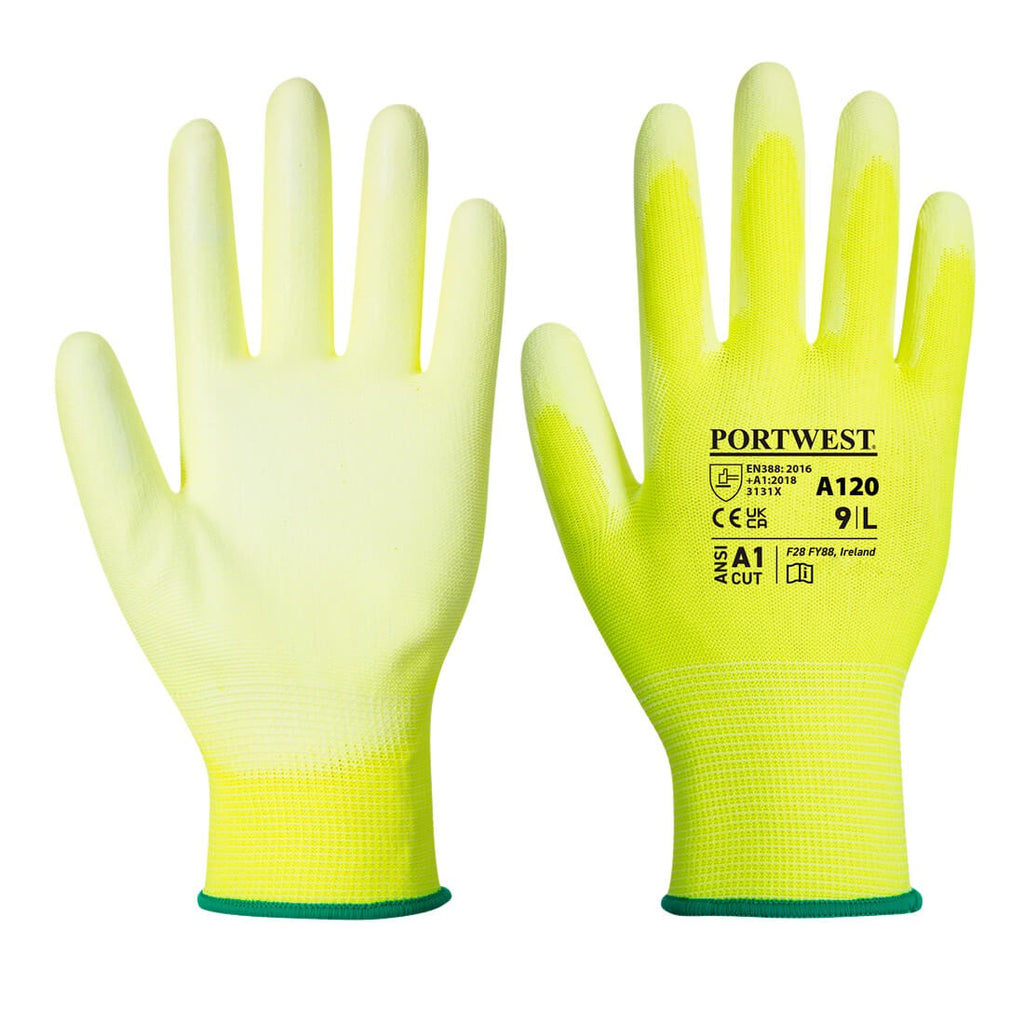 Portwest Pu Palm Glove - Large Yellow