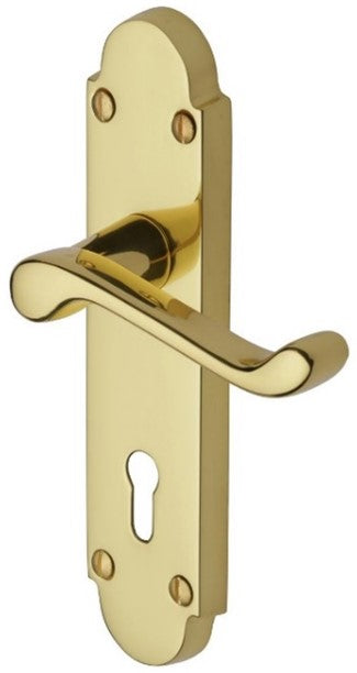 Carisbrooke Scroll Handle Lockset Brass