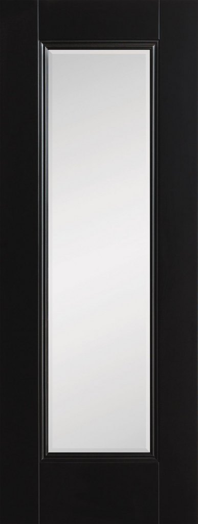 6' 8" X 2' 10" Doras Amsterdam Black Primed 1 Lite Clear Glass Door