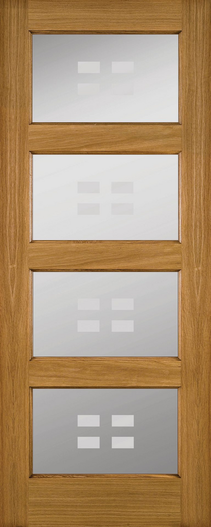 6'6" X 2'0" P90g Bali Oak S'blast Varnished Door - Glazed