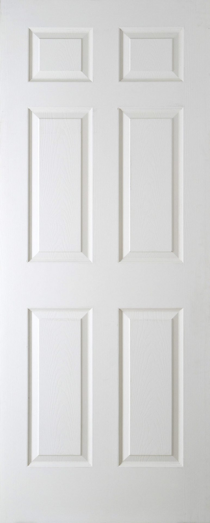 6' 6" X 2' 6" White Colonist 6 Panel 1/2 Hr Fire Door - Woodgrain Finish