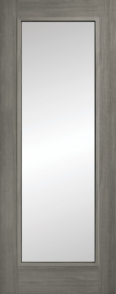 78" X 28" Daiken Grey 1 Panel Clear Glass Shaker Style Door - E072