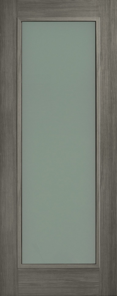80" X 32" Daiken Grey 1 Panel Opal Frosted Glass Shaker Style Door - E084