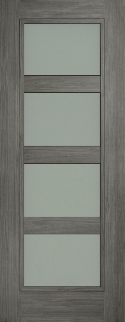 6'8" X 3'0" Shaker 4 Panel Luxury Grey Opal Laminate Door - Lam Glass