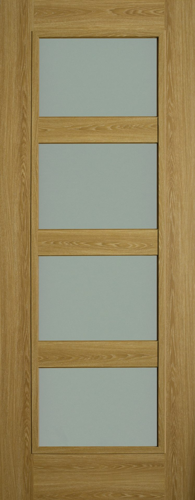 6'8" X 2'10" Shaker 4 Panel Limed Oak Opal Luxury Laminate Door- Lam Glass