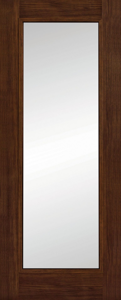 6'6" X 2'6" Shaker Walnut Luxury Laminate Door- Clear Glass