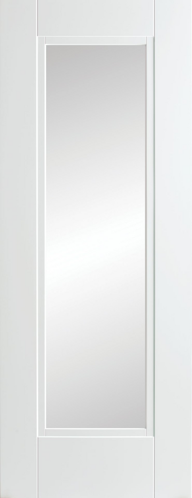 6'6" X 2'0" 44mm Eindhoven White Premium Primed Door - Clear Glass