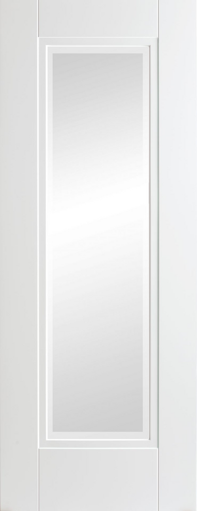 6' 8" X 2' 10" Doras Eindhoven White Primed 1 Lite Frosted Glass Door