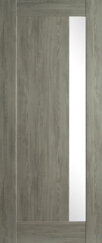 6'6" X 2'4" Erkado Harbour Mist Grey Laminate Door - Clear Glass