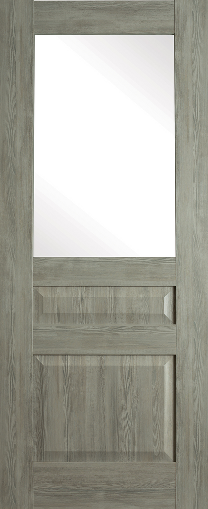 6'8" X 2'8" Erkado Haven Mist Grey Laminate Door - Clear Glass