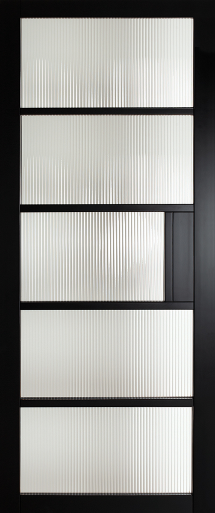 6'8" X 2'8" Mayfair Belgravia  Black Premium Primed Door - Reeded Glass