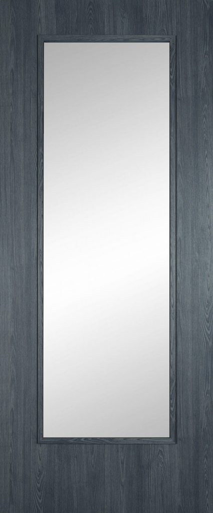 6'8" X 2'10" Erkado Shaker Midnight Grey Laminate Door - Clear Glass
