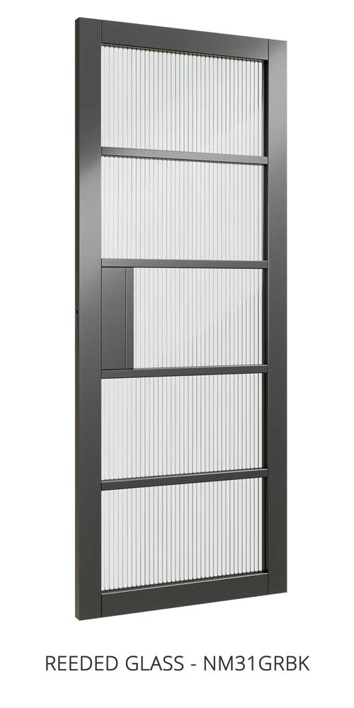 6' 6" X 2' 6" Nm31 Black Reeded Glass Deanta Door