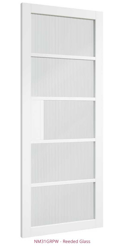 6' 6" X 2' 4" Nm31 Premier White Reeded Glass Deanta Door