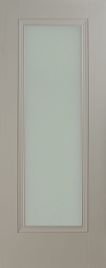 6'8" X 2'10" Prague Silk Grey Opal Premium Primed Door  - Lam Glass