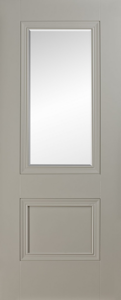 6'6" X 2'2" Salzburg Silk Grey Premium Primed Door - Clear Bev Glass