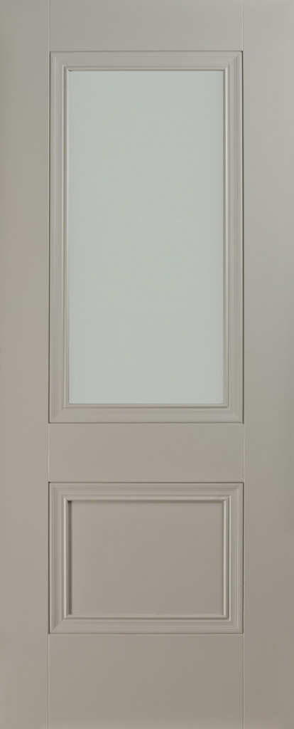 6'8" X 2'8" Salzburg Silk Grey Opal Premium Primed Door - Lam Glass