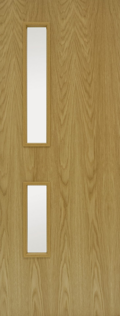 6'6" X 2'6" Fd30 Oak 2 Ope Gc05 Fire Door - Clear Glass