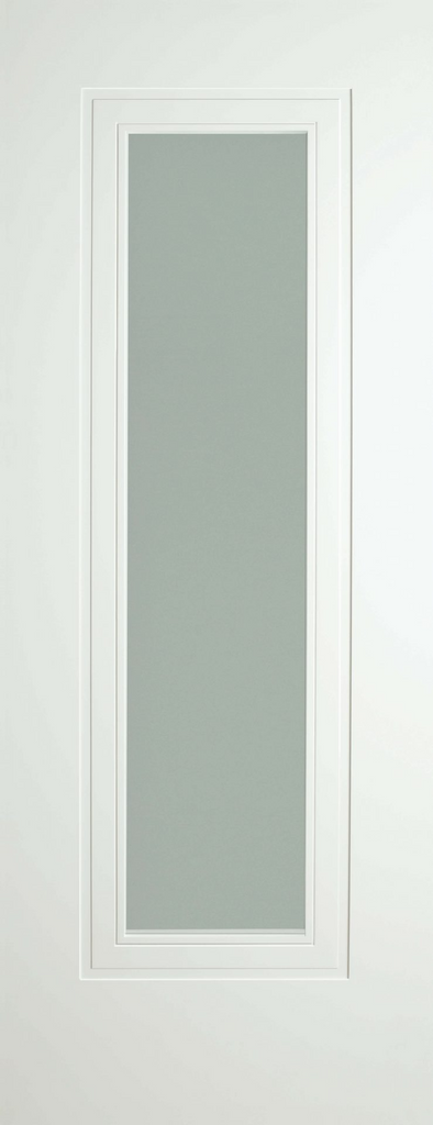 6'8" X 2'8" Versailles 1 Panel Opal White Premium Primed Laminate Door Glazed