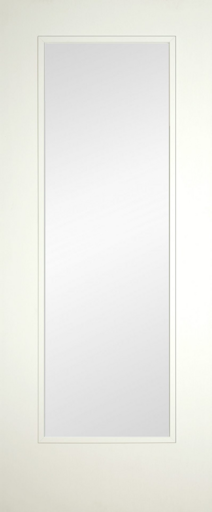 6'6" X 2'4" Erkado Shaker Winter White Laminate Door - Clear Glass