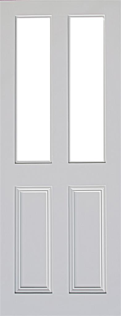 6'8" X 2'10" Claremont 2 Panel / 2 Lite Primed Door - Unglazed