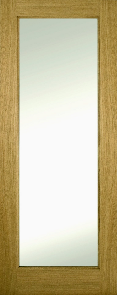 6'6" X 2'6" Contract Oak 1 Lite Varnished Door - Clear Glass