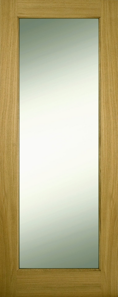6'6" X 2'6" Contract Oak 1 Lite Varnished Door - Frosted Glass