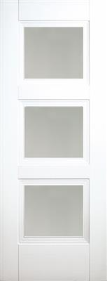 6'8" X 2'4" Franklin 3 Panel White Primed Door - Frosted Glazed