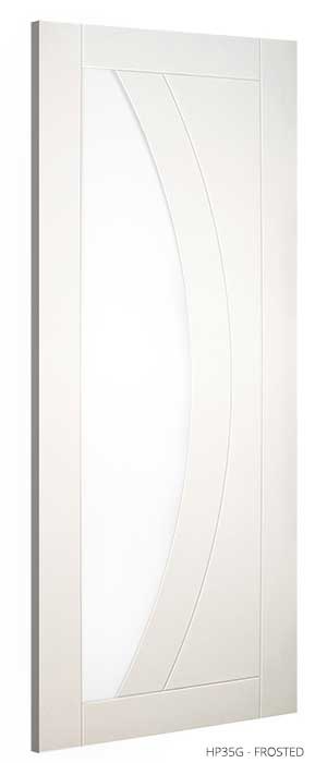 6' 8" X  2' 8" Hp35gc Clear Glass Deanta Door - White Primed & Undercoated