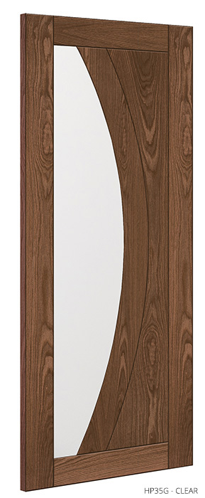 6' 6" X  2' 9" Hp35g Clear Glass Walnut Deanta Door