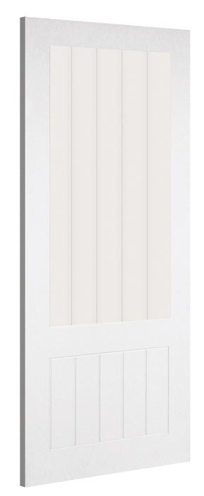 6' 6" X 2' 4" Glazed Line Bevelled Primed Deanta Door - Clear Glass
