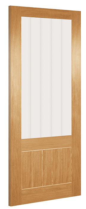 6' 6" X 2' 4" Glazed Line Bevelled Oak Deanta Door - Clear Glass