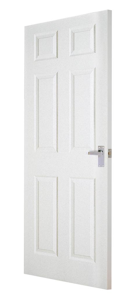 6' 8" X 2' 10" White Leitrim 6 Panel Masonite Door - Woodgrain Finish