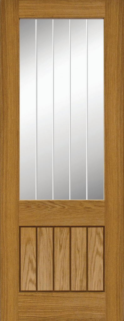6'8" X 3'0" Oak Mexicana 1 Lite Varnished Door - Glazed