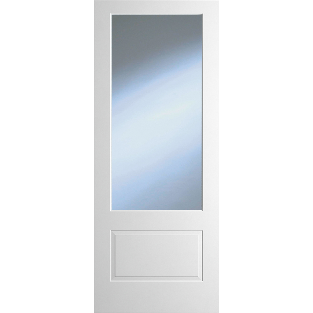 6'8" X 2'10" Dover 1 Panel / 1 Lite White Primed Door- Clear Glass