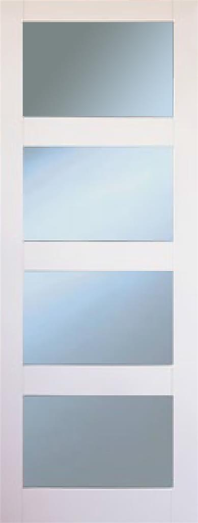 6' 8" X 2' 8" Kirkland White Primed 4 Panel Horizontal Clear Glass Door