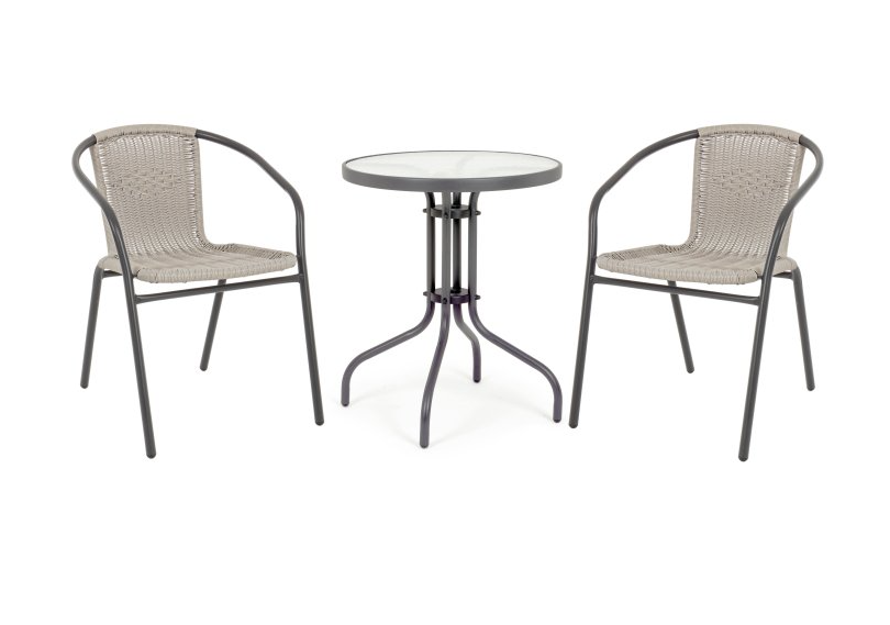 3 Piece Rattan Bistro Table & 2 Chair Set