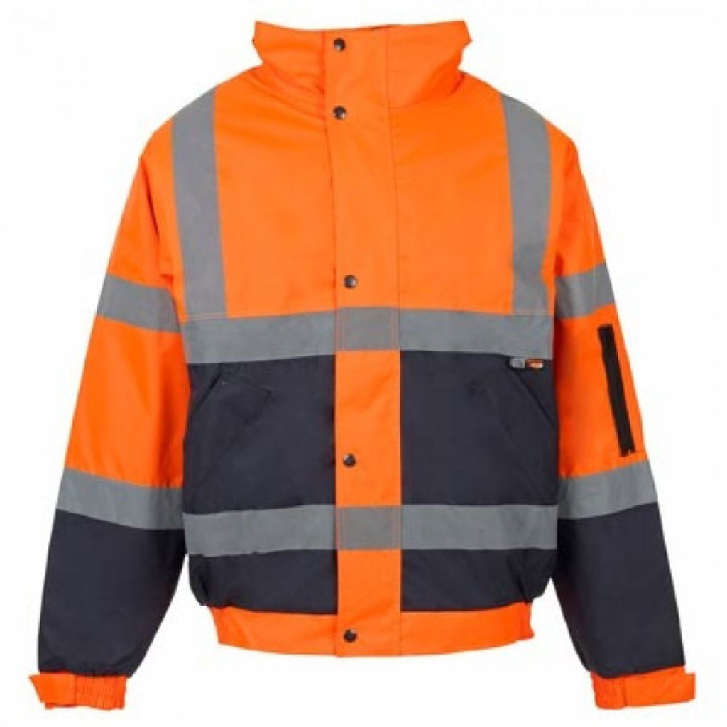 Reflective Hi-vis 2 Tone Bomber Jacket - X Large - Orange/navy