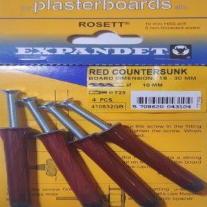 Pack (4) Expandet Rosett Red C/s