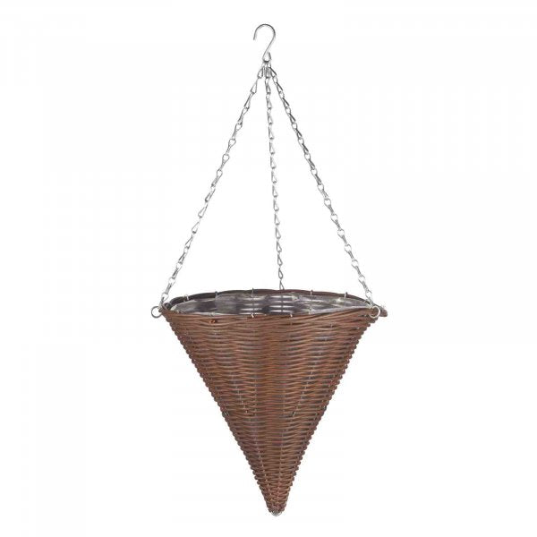 FAUX RATTAN CONE 14" - CHESTNUT