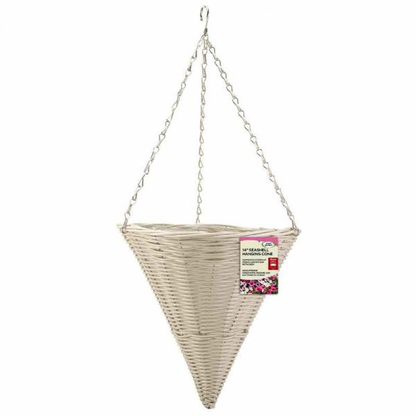 FAUX RATTAN CONE 14" - SEASHELL