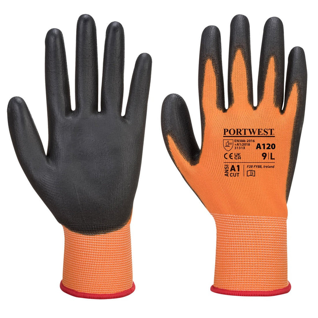 Portwest Pu Palm Glove - Large Orange / Black