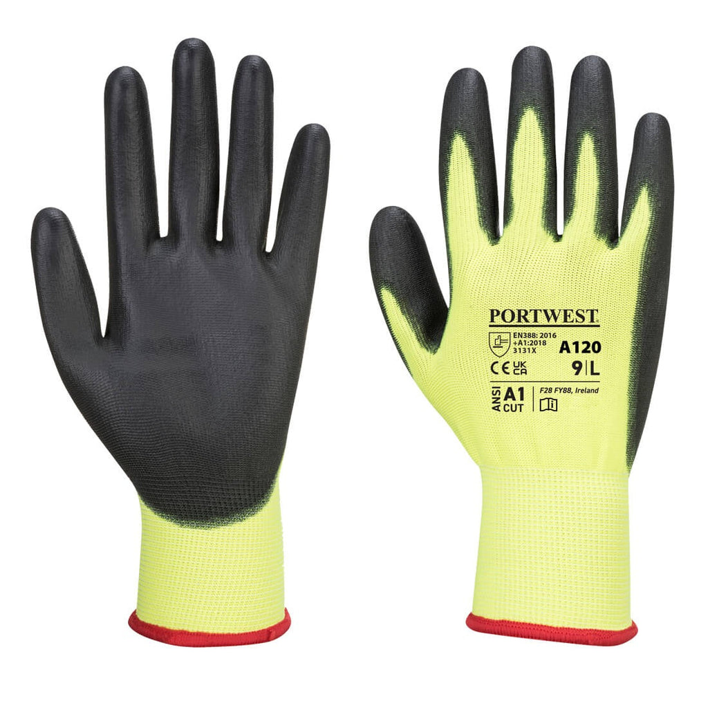 Portwest Pu Palm Glove - Large Yellow / Black