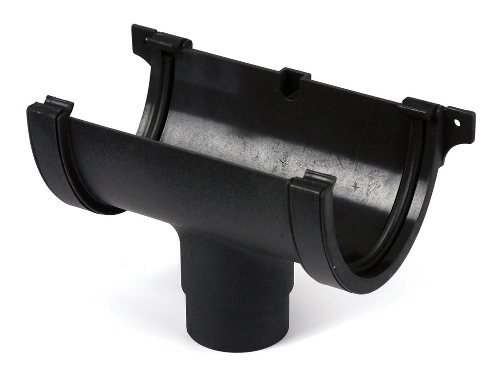 Cascade 115mm Deep Round C.I. Style Gutter Running Outlet - Black