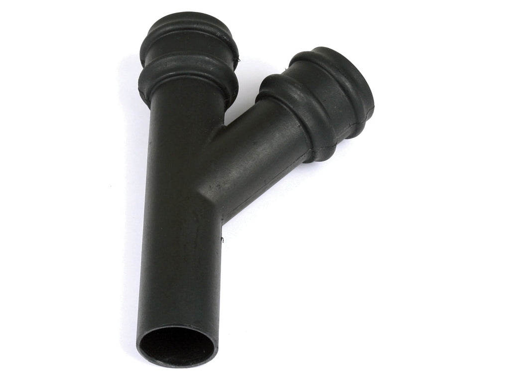 Cascade 68mm Round C.I. Style 135 Deg Downpipe Branch - Black