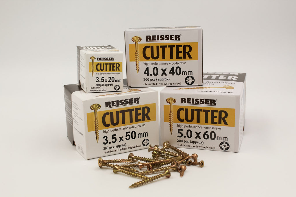 Reisser Cutter Csk Pozi Yellow Woodscrew 6.0 x 80mm CP (Box 100)