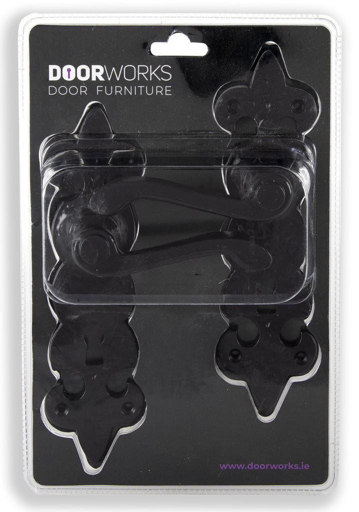 Doorworks Black Antique Lever On Plate Lockset