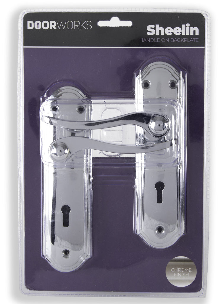 Doorworks Sheelin Chrome Bathroom Lockset Lever On Plate