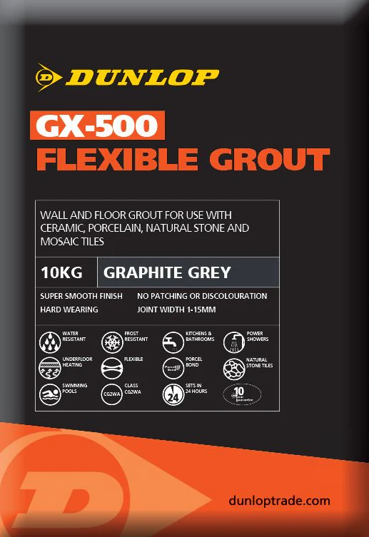 10kg Dunlop Gx-500 Flex Grout Graphite Grey